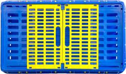 Ящик пластиковый перфорированный с крышкой для перевозки птицы (несушек и бройлеров), 850х500х300 мм, синий [312]