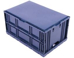 Ящик пластиковый складной сплошной, 600х400х310 мм, синий [600400310-00]