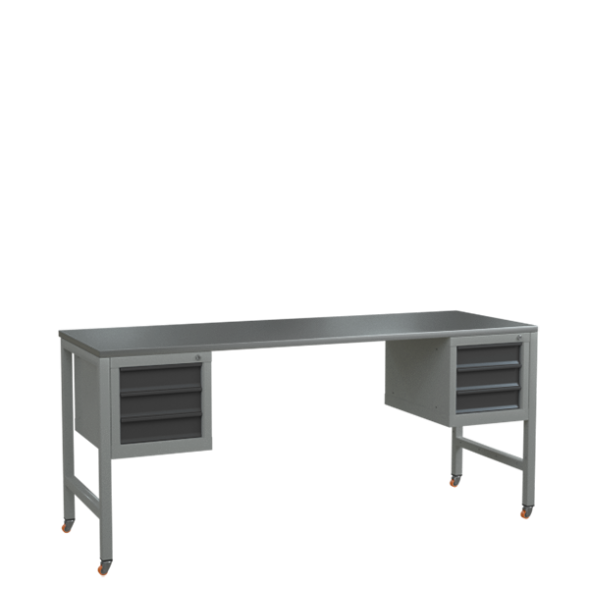 Верстак 2000 с колёсами и 2 подвесными тумбами с 3 выдвижными ящиками [17097]