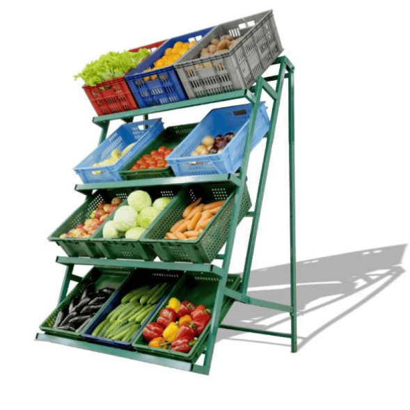 Стеллаж для овощей и фруктов "Овощная горка", 1265x926x1820 мм, зеленый [СТ-ОГ]