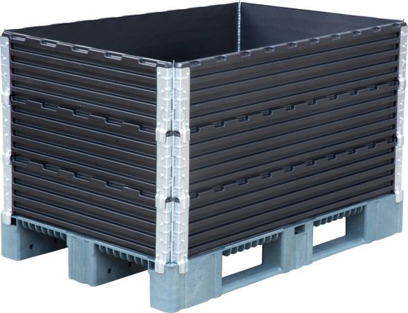 Усиленная складная паллетная рама (евроборт), 1200х800х200 мм, серый