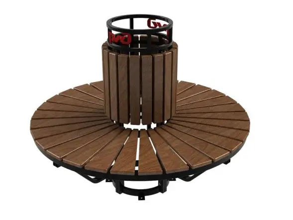 Скамейка стальная вокруг дерева или столба «Экспресс» С кашпо