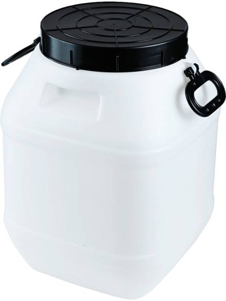 Бочка (бидон) пластиковая с ручками и крышкой, 40 л, белый [ББК 40п]