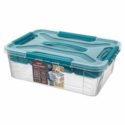 Ящик для хранения универсальный с замками и вставкой-органайзером Grand box, 10л, голубой
