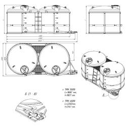 Комплекты слива с кранами ПВХ на две емкости TRN