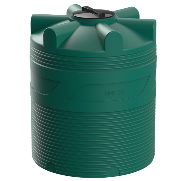 Емкость (резервуар) пластиковая вертикальная с крышкой, 1000 л, зеленый [TV1000S2]