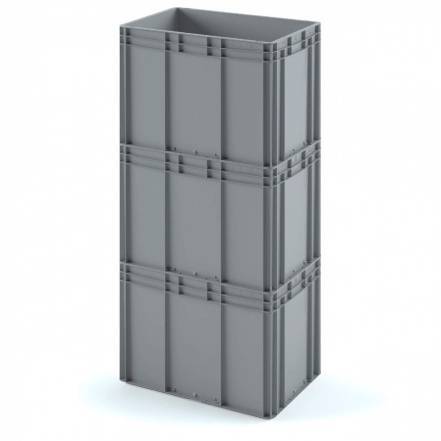 Евроконтейнер пластиковый с усиленным дном EC-4322, 400х300х220 мм, серый