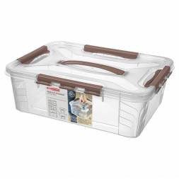 Ящик для хранения универсальный с замками и ручкой Grand Box, 10л, коричневый