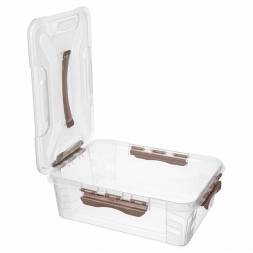 Ящик для хранения универсальный с замками и ручкой Grand Box, 10л, коричневый