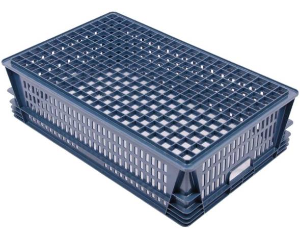 Ящик (лоток) пластиковый перфорированный, 740х465х200 мм, синий [740465200-02]