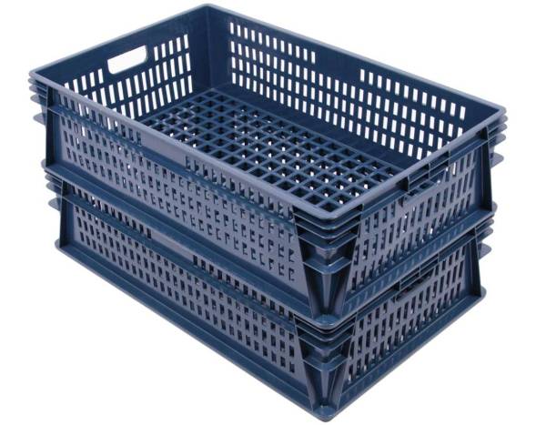 Ящик (лоток) пластиковый перфорированный, 740х465х200 мм, синий [740465200-02]
