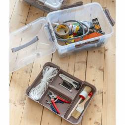 Ящик для хранения универсальный с замками и ручкой Grand box, 15,3л, коричневый