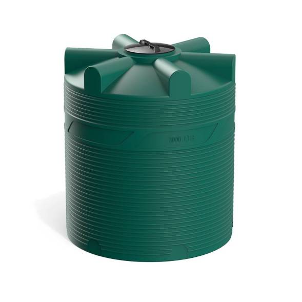 Емкость (резервуар) пластиковая вертикальная с крышкой, 3000 л, зеленый [TV3000S2]