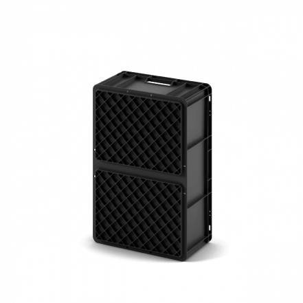 Евроконтейнер пластиковый с усиленным дном EC-6422, 600х400х220 мм, черный