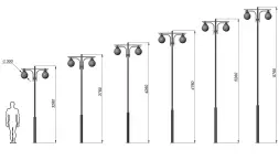 Стальной фонарный столб Т-03-2 со светильниками 5,26 м