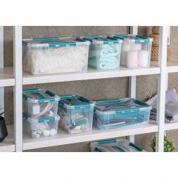 Ящик для хранения универсальный с замками и ручкой Grand Box, 6,65л, голубой