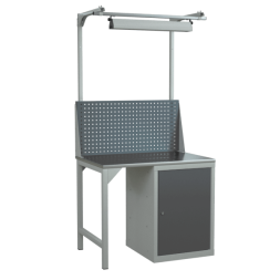 Верстак 1000 с экраном, светильником и тумбой с дверцей и полками [17414]