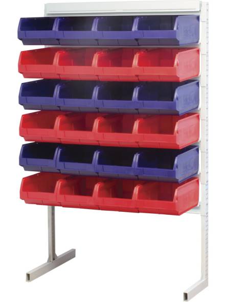 Стойка (стеллаж) односторонняя для хранения мелких предметов, 1000х400х1500 мм, 24 ящика (5003), синий [7010-5003]