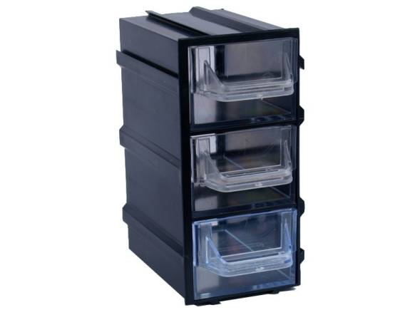 Контейнер (бокс) пластиковый для хранения мелочей К4, черный/прозрачный