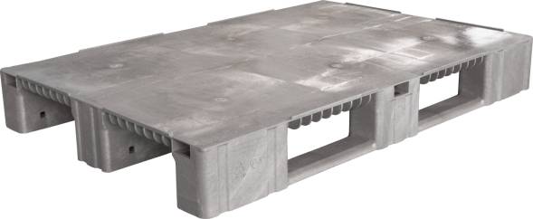 Паллет (поддон) пластиковый сплошной на 3-х полозьях, 1200x800х150 мм, синий  [1200800150-02]