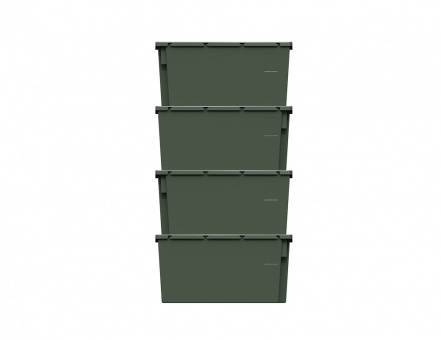 Ящик пластиковый поворотно-вкладываемый с зацепами для пакетов, 600х400х300 мм, зеленый [12.480.70 (KD6430.2)]