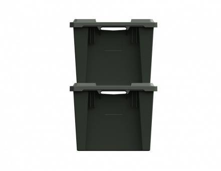 Ящик пластиковый поворотно-вкладываемый с зацепами для пакетов, 600х400х300 мм, зеленый [12.480.70 (KD6430.2)]