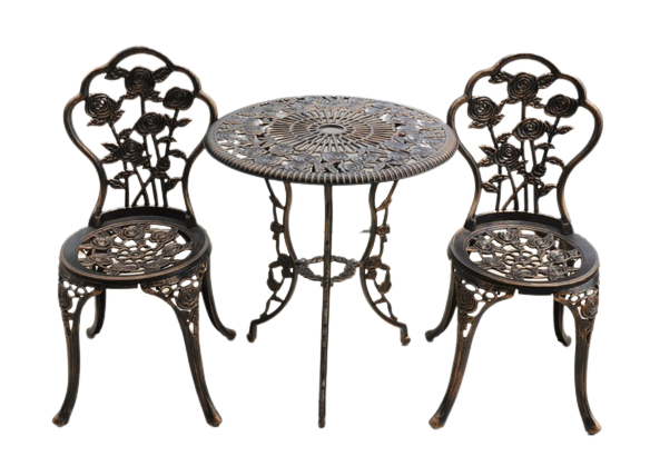 Алюминиевый набор для террасы «Розы» – столик и 2 кресла