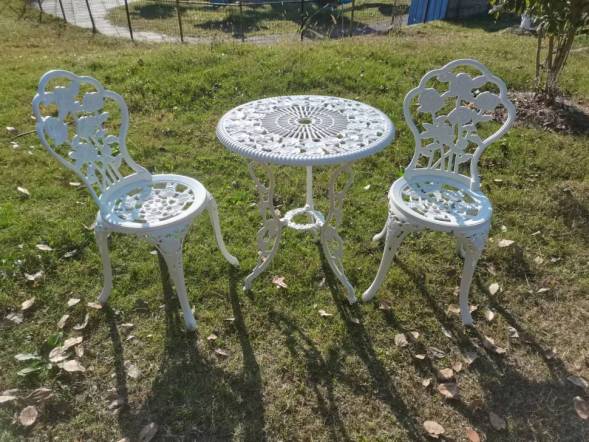 Алюминиевый набор для террасы «Розы» – столик и 2 кресла