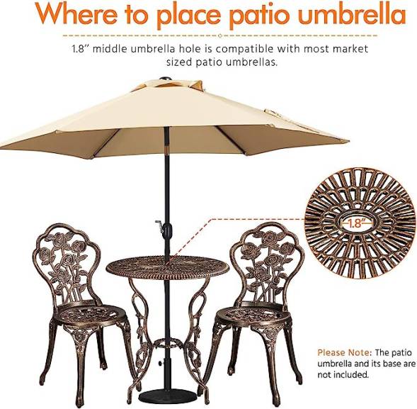 Алюминиевый набор для террасы «Розы» – столик и 2 кресла