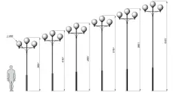 Стальной фонарный столб Т-17-3 со светильниками 6,161 м