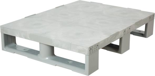 Паллет (поддон) пластиковый сплошной на 3-х полозьях, 800x600х150 мм, черный [800600150-00]