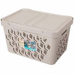 Ящик с крышкой универсальный Deluxe, 18л, светло-бежевый