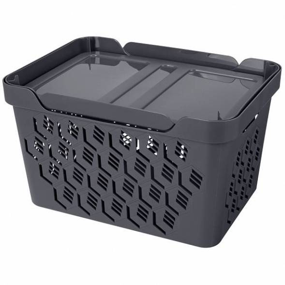 Ящик с крышкой универсальный Deluxe, 18л, серый