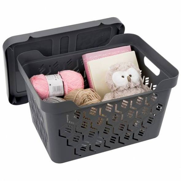 Ящик с крышкой универсальный Deluxe, 18л, серый