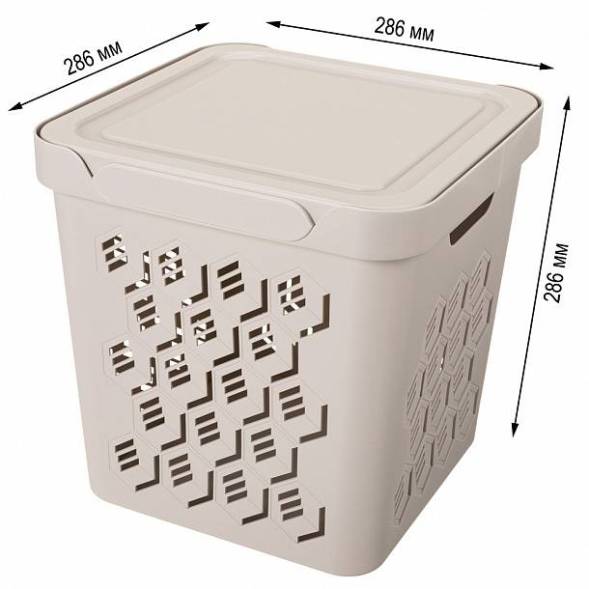 Ящик с крышкой универсальный Deluxe, 286x286x286 мм, 18л, светло-бежевый