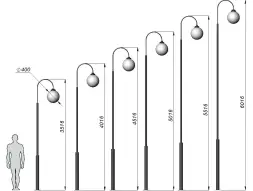 Стальной фонарный столб Т-22 со светильником 4,516 м