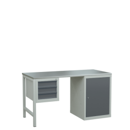 Верстак 1500 с подвесной тумбой и тумбой с полками [9530]