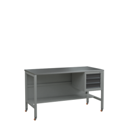 Верстак 1500 с подвесной инструментальной тумбой, полкой и колёсами [17031]