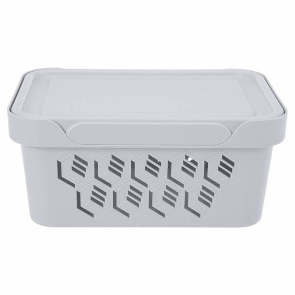 Ящик с крышкой универсальный Deluxe, 4,6л, светло-серый