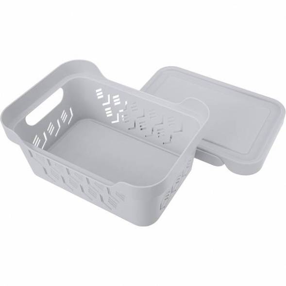 Ящик с крышкой универсальный Deluxe, 4,6л, светло-серый