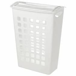 Корзина для белья с поворотной крышкой узкая, белая