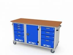 Верстак ДВК мобильный с 3 тумбами WOKER PRO 3514.1800