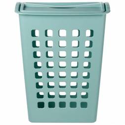 Корзина для белья с поворотной крышкой узкая, светло-голубая