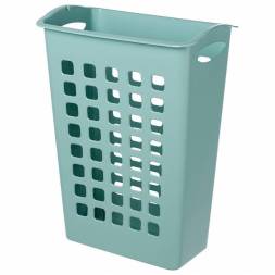Корзина для белья с поворотной крышкой узкая, светло-голубая