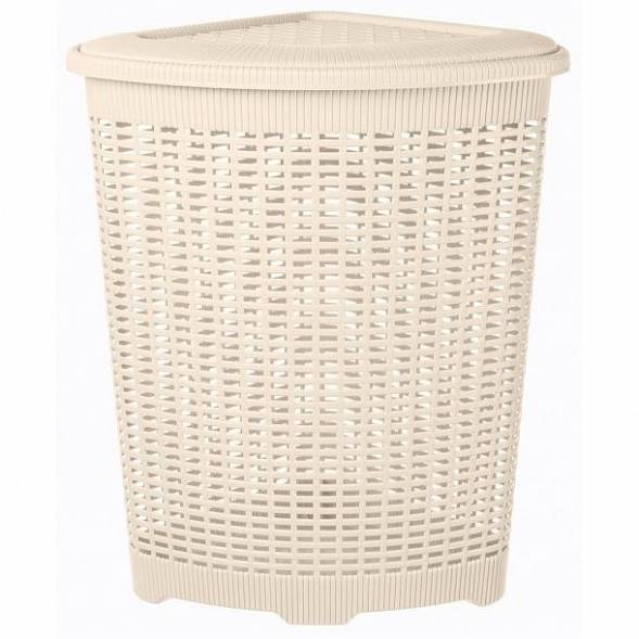 Корзина для белья угловая, 50л, бежевая
