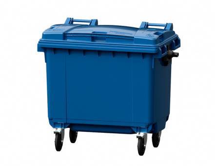 Контейнер пластиковый для мусора (ТБО/ТКО) с крышкой на колесах, 660 л