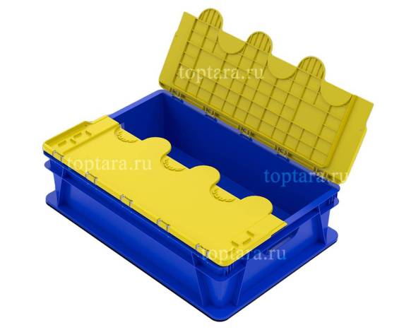 Пластиковый ящик 600х400х150 сплошной с ручками с крышкой