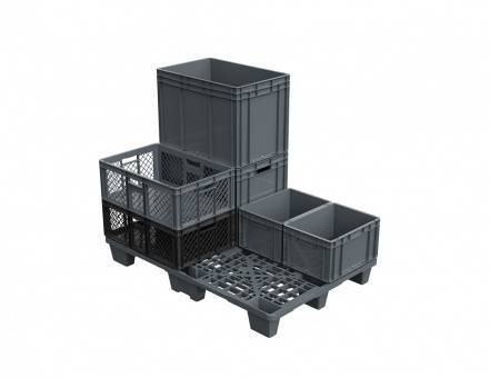 Паллет (поддон) пластиковый перфорированный на ножках, 1200х800х140 мм, серый [02.102.91.Q]