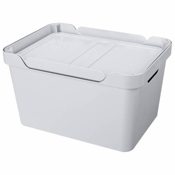Ящик с крышкой универсальный Luxe, 18л, светло-серый