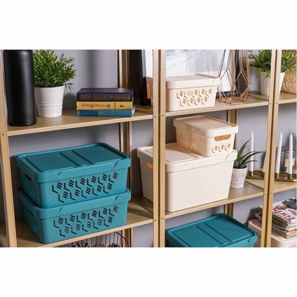 Ящик с крышкой универсальный Luxe, 18л, светло-серый